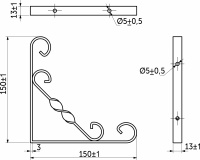 Полкодержатель мет. ARFA 150*150*13*2.5, черный AKS — купить мебельную фурнитуру в Санкт-Петербурге | AKS мебель

