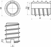 Муфта вкручиваемая с прямым шлицем М6*10*12 (уп/ 10 шт), AKS — купить мебельную фурнитуру в Санкт-Петербурге | AKS мебель
