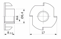 Гайка усовая (носковая) М4*8 белый цинк — купить мебельную фурнитуру в Санкт-Петербурге | AKS мебель
