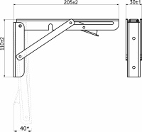 Полкодержатель складной 200 белый AKS (Модель 1) — купить мебельную фурнитуру в Санкт-Петербурге | AKS мебель
