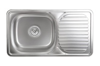 Мойка н/сталь, прямоугольная одночашевая, 760*420мм, декорированный хром, врезн на столешницу, AKS (0,8мм) — купить мебельную фурнитуру в Санкт-Петербурге | AKS мебель
