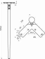 Опора меб. DIANA h725, белый матовый/золото (1 упак. = 4 шт.) AKS — купить мебельную фурнитуру в Санкт-Петербурге | AKS мебель
