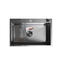 Мойка н/сталь, прямоугольная одночашевая, 700*460мм, глянец черный, врезн на/вровень столешнице, AKS (3,2мм) — купить мебельную фурнитуру в Санкт-Петербурге | AKS мебель
