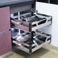 Выдвижная корзина-сушка 800 PRIME LINE 2 ур. нерж.сталь, инокс AKS — купить мебельную фурнитуру в Санкт-Петербурге | AKS мебель
