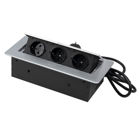 Выдвижной удлинитель NOVA, 3 розетки, алюминий AKS — купить мебельную фурнитуру в Санкт-Петербурге | AKS мебель
