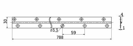 Петля карточная 30*788мм черный оксид Тифлос — купить мебельную фурнитуру в Санкт-Петербурге | AKS мебель
