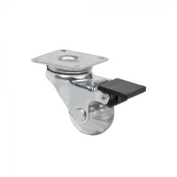 Колесо меб. CRYSTAL/2 d35 h51 с площадкой с торм., прозрачный AKS — купить мебельную фурнитуру в Санкт-Петербурге | AKS мебель
