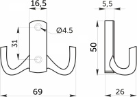 Крючок меб. двухрожковый мет. WP13 сатин GRIDLI — купить мебельную фурнитуру в Санкт-Петербурге | AKS мебель
