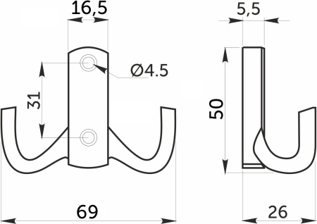 Крючок меб. двухрожковый мет. WP13 сатин GRIDLI — купить мебельную фурнитуру в Санкт-Петербурге | AKS мебель
