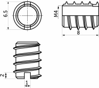 Гайка Rampa М4*6,5*8 с прямым шлицем (уп/100шт) РП — купить мебельную фурнитуру в Санкт-Петербурге | AKS мебель
