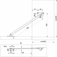 Кронштейн для откидных створок с тормозом и фиксатором GRIDLI серый — купить мебельную фурнитуру в Санкт-Петербурге | AKS мебель

