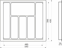 Лоток для столовых приборов 600 TR-03 (540～485*430～390*55), серый AKS — купить мебельную фурнитуру в Санкт-Петербурге | AKS мебель
