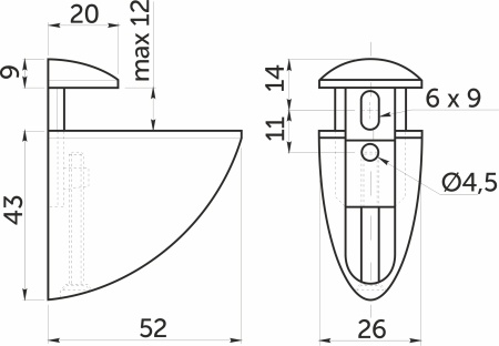 Полкодержатель PELIKAN малый сатин AKS — купить мебельную фурнитуру в Санкт-Петербурге | AKS мебель
