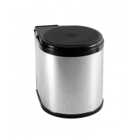 Мусорный контейнер (14LT) с откидной крышкой, хром/черный AKS — купить мебельную фурнитуру в Санкт-Петербурге | AKS мебель
