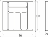 Лоток для столовых приборов 600 TR-05 (540～485*430～390*55), бело-золотой мрамор AKS — купить мебельную фурнитуру в Санкт-Петербурге | AKS мебель
