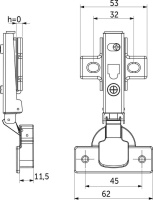 Петля накладная с пружиной обратного действия 45мм h0 clip-on AKS — купить мебельную фурнитуру в Санкт-Петербурге | AKS мебель
