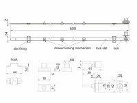 Замок для выдвижных 3-х ящиков механический центральный 288/500, черный, AKS — купить мебельную фурнитуру в Санкт-Петербурге | AKS мебель
