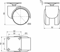 Колесо меб. пласт. FURNI d50 с площадкой, черный AKS — купить мебельную фурнитуру в Санкт-Петербурге | AKS мебель
