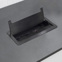 Выдвижной удлинитель Atlas USB, 2 розетки, 2xUSB, HDMI, LAN, черный AKS — купить мебельную фурнитуру в Санкт-Петербурге | AKS мебель
