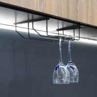 Держатель подвесной для бокалов двухрядный 340*65*205, черный AKS — купить мебельную фурнитуру в Санкт-Петербурге | AKS мебель
