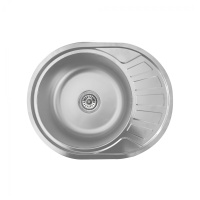 Мойка н/сталь, овальная одночашевая, 570*450мм, матовый хром, врезная на столещницу, AKS (0,8мм) — купить мебельную фурнитуру в Санкт-Петербурге | AKS мебель

