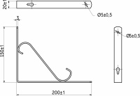 Полкодержатель мет. SONATA 200*150*20*3, черный AKS — купить мебельную фурнитуру в Санкт-Петербурге | AKS мебель
