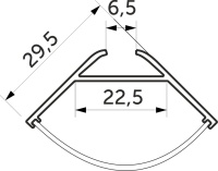 Профиль алюминиевый угловой/подвесной ORION-GREAT 3030C с полукруглым экраном, цвет алюминий, 2м, AKS — купить мебельную фурнитуру в Санкт-Петербурге | AKS мебель
