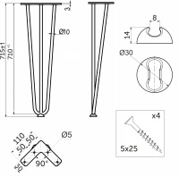 Опора меб. FLASH h715, слоновая кость AKS — купить мебельную фурнитуру в Санкт-Петербурге | AKS мебель
