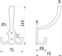 Крючок меб. трехрожковый мет. WP59 черный матовый GRIDLI — купить мебельную фурнитуру в Санкт-Петербурге | AKS мебель
