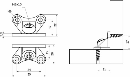 Стяжка "бабочка" металлическая (уп/100шт) AKS — купить мебельную фурнитуру в Санкт-Петербурге | AKS мебель
