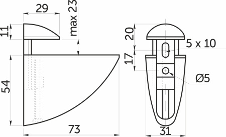 Полкодержатель PELIKAN средний хром AKS — купить мебельную фурнитуру в Санкт-Петербурге | AKS мебель
