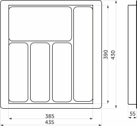 Лоток для столовых приборов 500 TR-03 (435～385*430～390*55), черный AKS — купить мебельную фурнитуру в Санкт-Петербурге | AKS мебель
