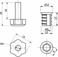 Регулятор уровня+муфта М6 черный вкручиваемая (уп/100 компл) AKS — купить мебельную фурнитуру в Санкт-Петербурге | AKS мебель
