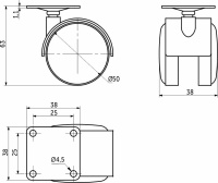 Колесо меб. пласт. d50 с площадкой, черный AKS — купить мебельную фурнитуру в Санкт-Петербурге | AKS мебель

