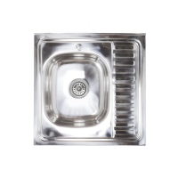 Мойка н/сталь, квадратная одночашевая, 600*600мм, полир хром, мойка слева, накладная, AKS (0,6мм) — купить мебельную фурнитуру в Санкт-Петербурге | AKS мебель
