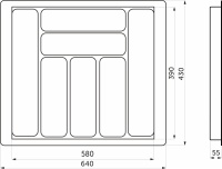 Лоток для столовых приборов 700 TR-02 (640～580*430～390*55), белый AKS — купить мебельную фурнитуру в Санкт-Петербурге | AKS мебель
