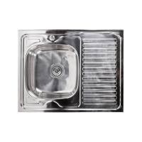 Мойка н/сталь, прямоугольная одночашевая, 800*600мм, полир хром, мойка слева, накладная, AKS (0,6мм) — купить мебельную фурнитуру в Санкт-Петербурге | AKS мебель
