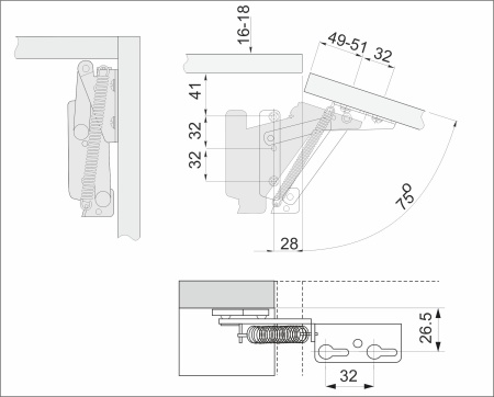 Подъемный механизм JUNIOR AKS — купить мебельную фурнитуру в Санкт-Петербурге | AKS мебель
