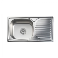 Мойка н/сталь, прямоугольная одночашевая, 760*420мм, матовый хром, врезн на столешницу, AKS (0,8мм) — купить мебельную фурнитуру в Санкт-Петербурге | AKS мебель
