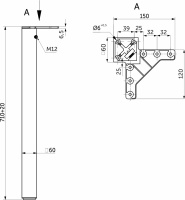 Опора меб. квадратная 60*60 h710, белый AKS — купить мебельную фурнитуру в Санкт-Петербурге | AKS мебель
