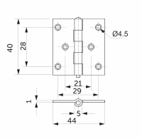 Петля карточная 40*40мм белый цинк SAZ — купить мебельную фурнитуру в Санкт-Петербурге | AKS мебель
