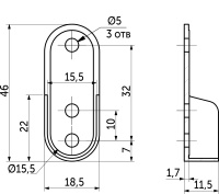 Держатель трубы овальной (сталь), хром AKS — купить мебельную фурнитуру в Санкт-Петербурге | AKS мебель
