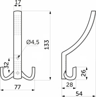 Крючок меб. трехрожковый мет. WP11 хром матовый GRIDLI — купить мебельную фурнитуру в Санкт-Петербурге | AKS мебель
