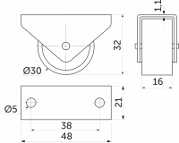 Ролик меб. d30 h32 прямоходящий, черный AKS — купить мебельную фурнитуру в Санкт-Петербурге | AKS мебель
