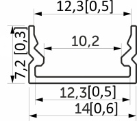 Профиль алюминиевый накладной SIRIUS-1407S с экраном, цвет золотой, 2м, AKS — купить мебельную фурнитуру в Санкт-Петербурге | AKS мебель
