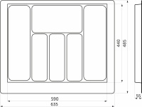 Лоток для столовых приборов 700 TR-04 (635～590*485～440*55), графит AKS — купить мебельную фурнитуру в Санкт-Петербурге | AKS мебель
