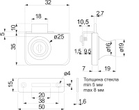 Замок для стеклянной распашной двери механический 407 AKS — купить мебельную фурнитуру в Санкт-Петербурге | AKS мебель
