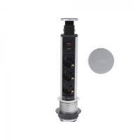 Выдвижной удлинитель Vulcan USB, 60 мм, 3 розетки, 2xUSB, крышка пластик, алюминий AKS — купить мебельную фурнитуру в Санкт-Петербурге | AKS мебель
