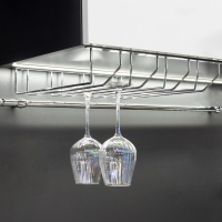Держатель подвесной для бокалов четырехрядный 340*65*405, хром AKS — купить мебельную фурнитуру в Санкт-Петербурге | AKS мебель

