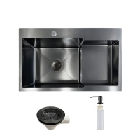 Мойка н/сталь, прямоугольная одночашевая, 780*480мм, графит, PVD покрытие, мойка слева, врезн на/вровень столешнице, AKS (3,2мм) — купить мебельную фурнитуру в Санкт-Петербурге | AKS мебель
